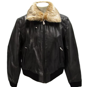 NEW CLEO + WOLF Womens Casey Faux Fur Collar Bomber Jacket Size S Charcoal